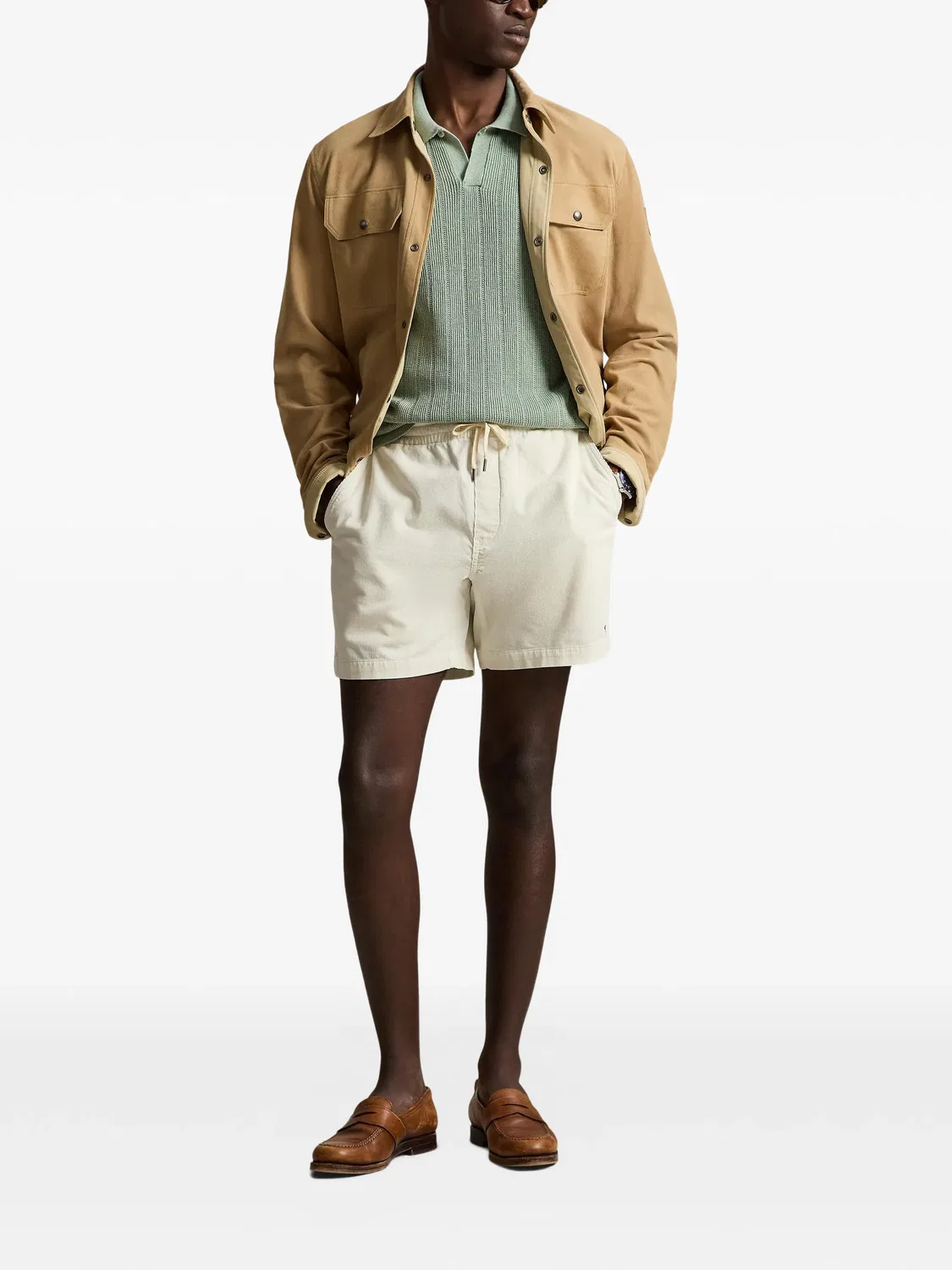Шорты из вельвета с логотипом Polo Ralph Lauren, нейтральные — фото 3