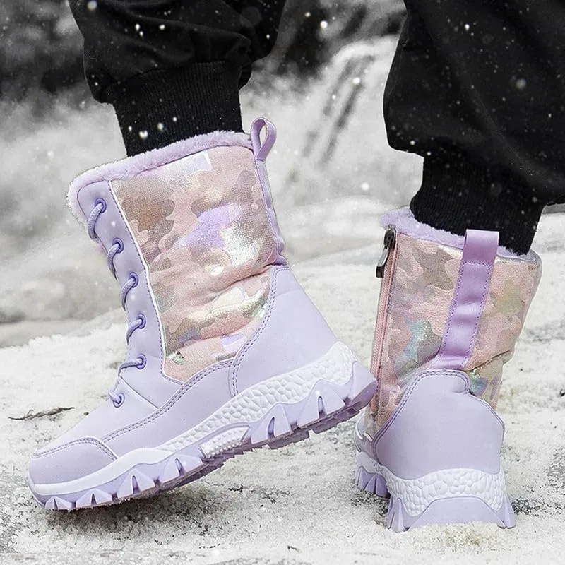 Детские зимние ботинки для девочек с принтом DHOVOR, Purple — фото 4