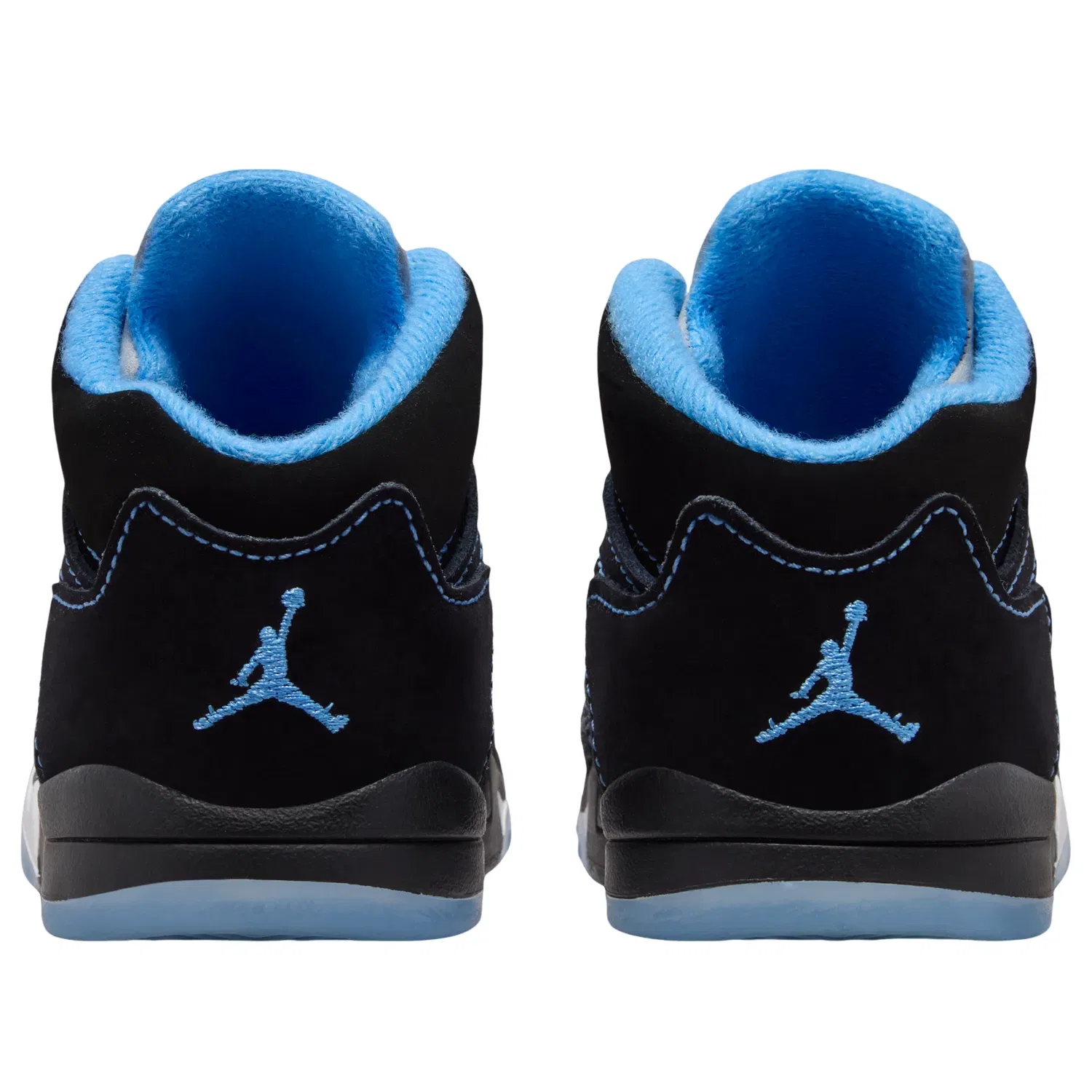 Детские кроссовки для малышей с кожаным верхом Air Jordan 5 Retro Black Carolina, черный — фото 4