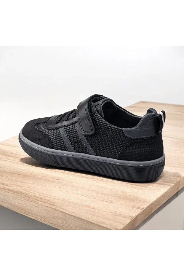 Детские туфли для девочек кожаные с ортопедической стелькой Jojo Kids, Black Gray — фото 4