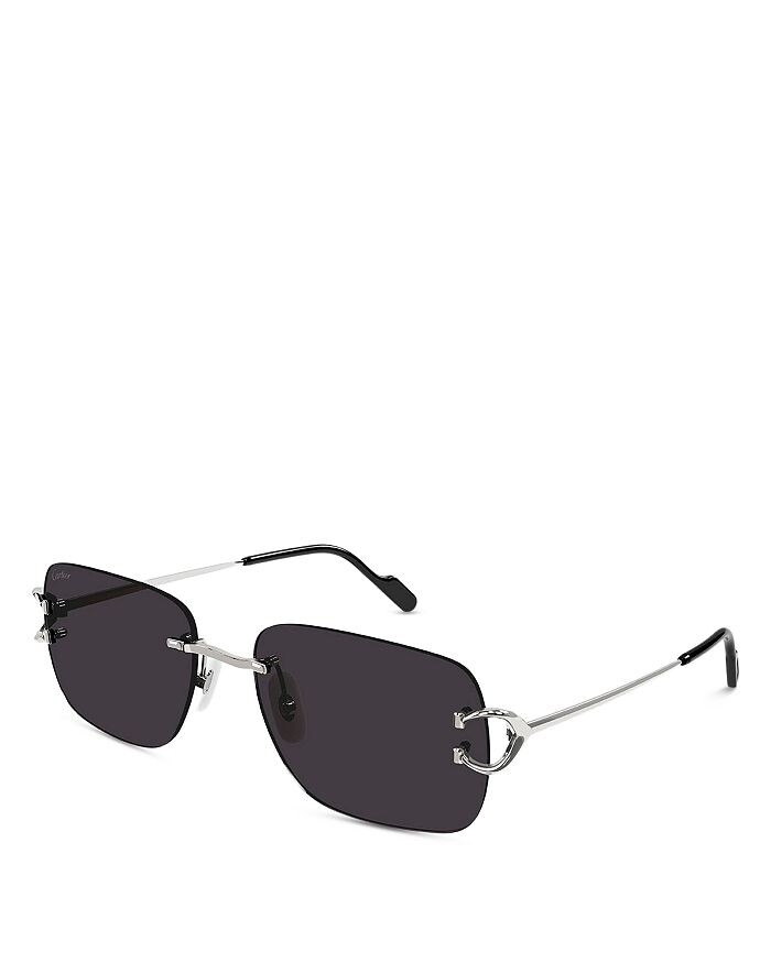 

Прямоугольные солнцезащитные очки Cartier Signature C, 59 мм, серебряный