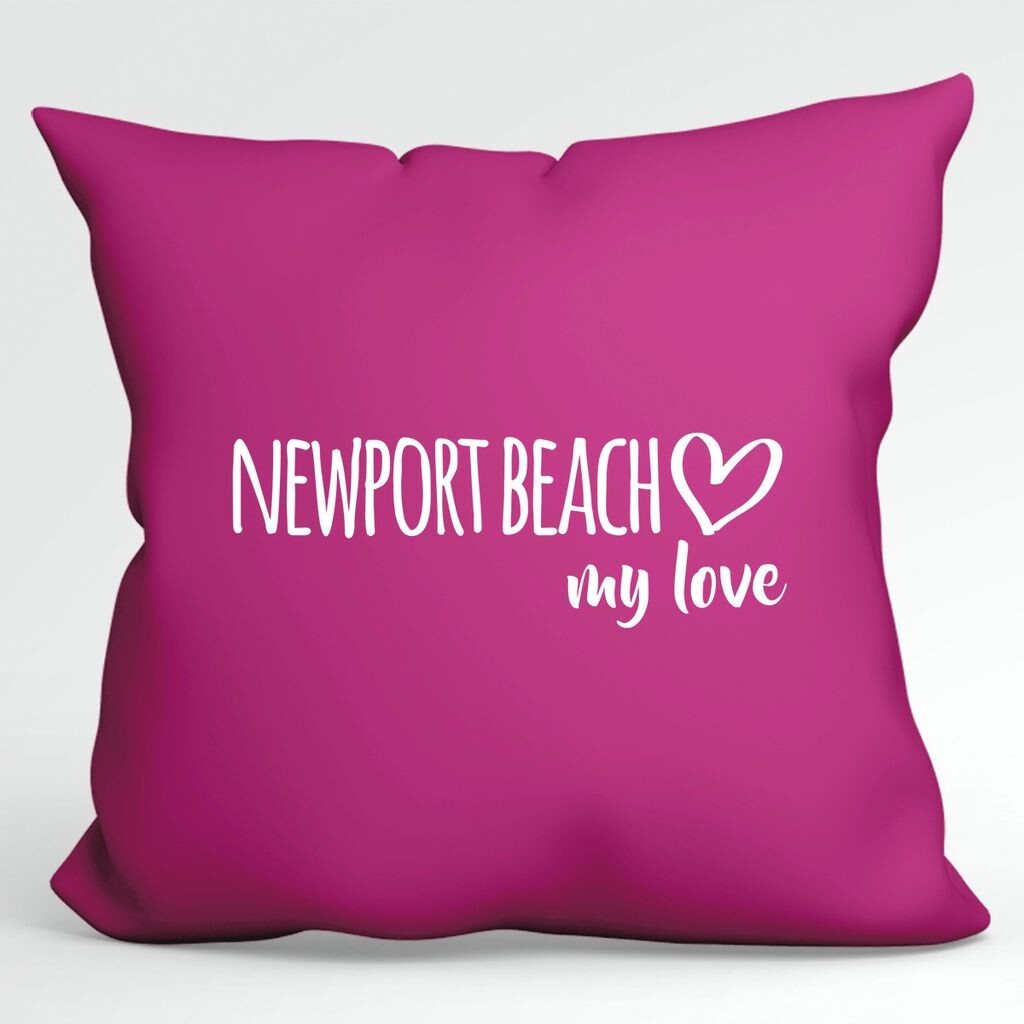

Подушка Huuraa Newport Beach my love декоративная наволочка без наполнителя размер 40x40см цвета фуксии для всех поклонников Newport Beach USA идея подарка для друзей и семьи Hellweg Druckerei