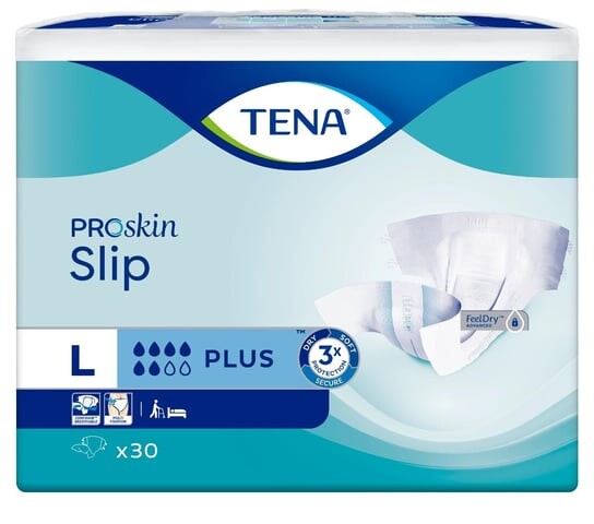 

Большие 92-144 см, подгузники-трусы, 30 шт. Tena Slip ProSkin Plus