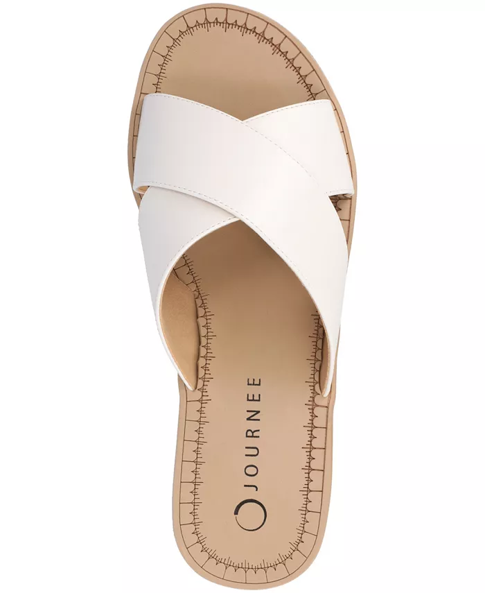 Женские босоножки Biara Crisscross на платформе и танкетке Journee Collection, белый — фото 4