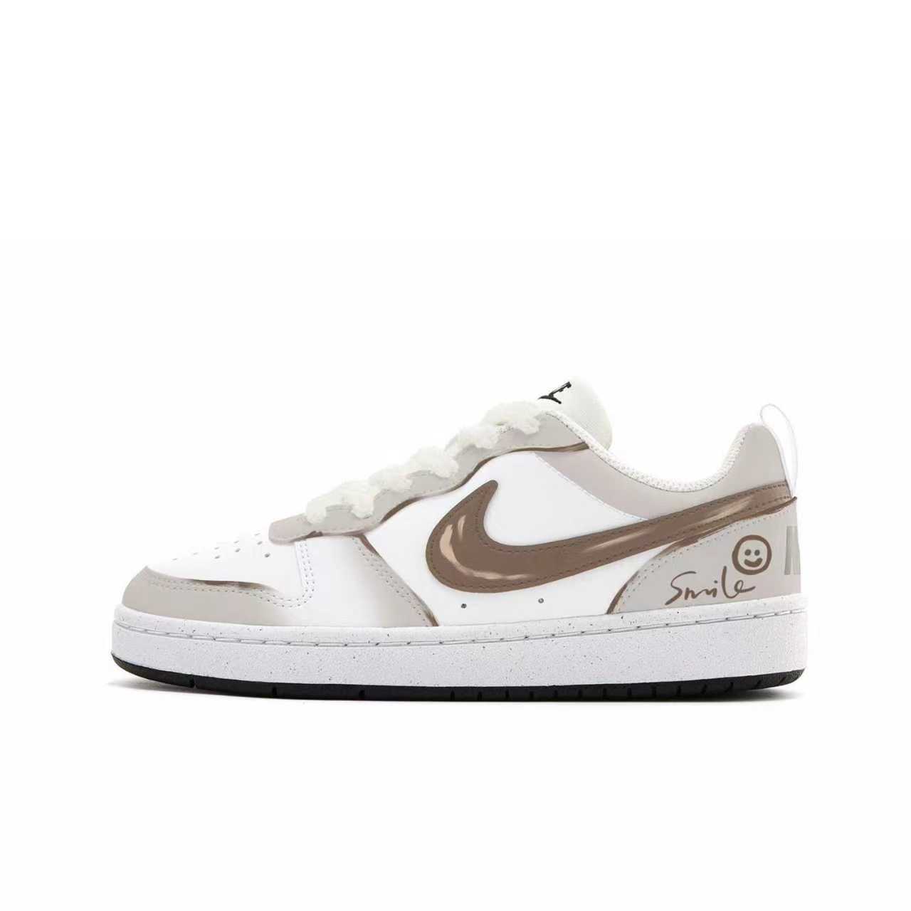 

Nike Court Borough brown warm smile устойчивые к истиранию низкие кроссовки для скейтбординга white brown подростковые