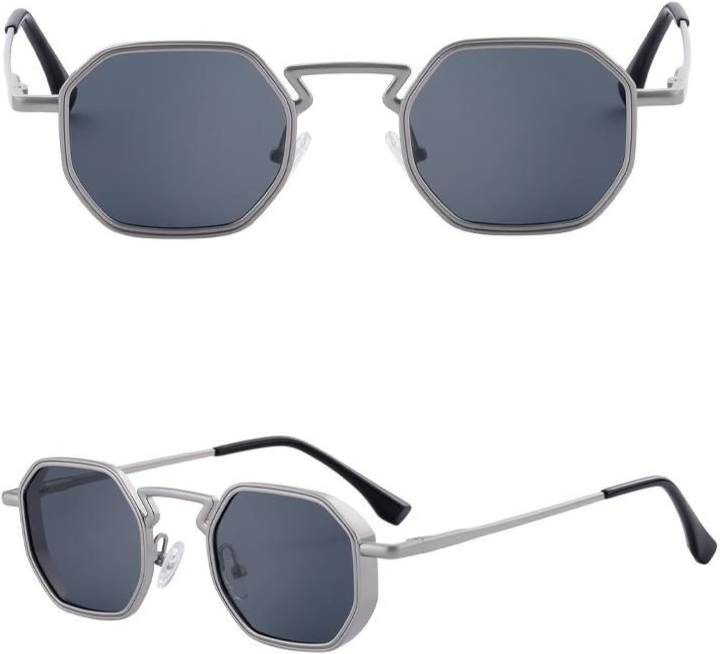 

Винтажные панк-солнцезащитные очки Polygon для мужчин и женщин, роскошная модная металлическая оправа, защита от УФ-излучения UV400, стиль стимпанк для вождения TVTBBVV, C9silver3gray