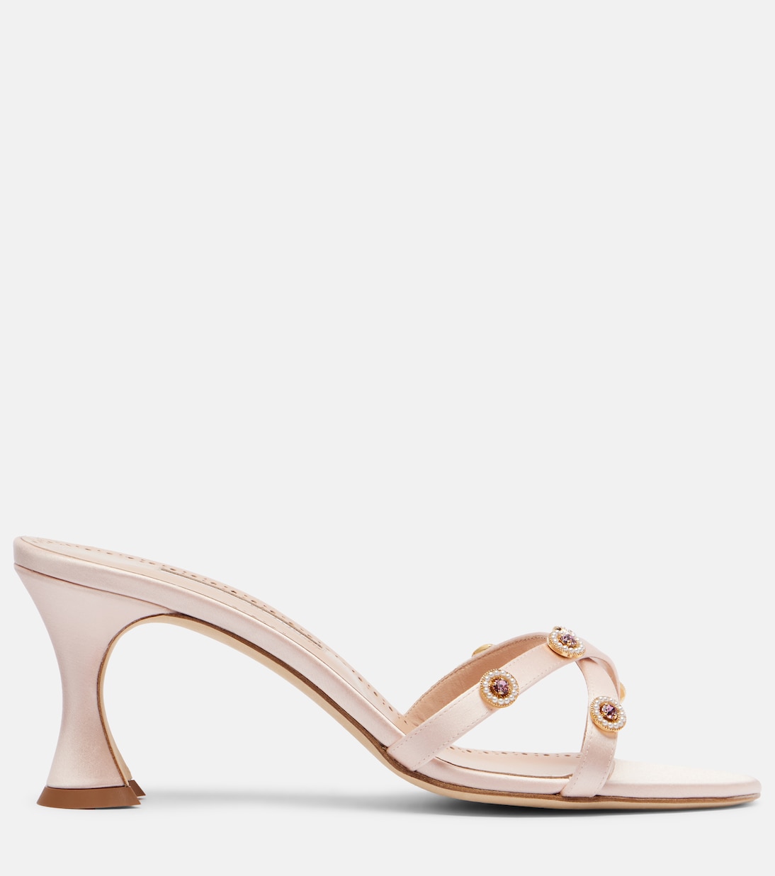 Пиренейские мюли из сатина с декоративными элементами Manolo Blahnik, 8808 Lcor — фото 4