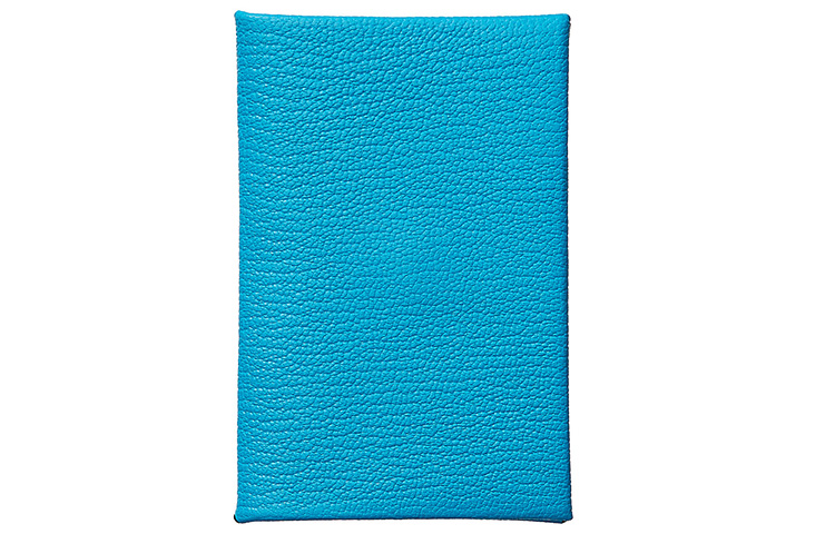 

HERMES Кардхолдер Calvi Mysore из козьей кожи Frida Blue/Copper Red для женщин