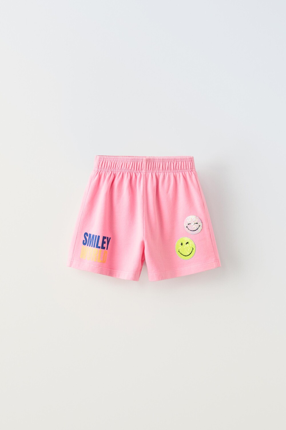 

Бермудские шорты с нашивками smileyworld ZARA, неоново-розовый