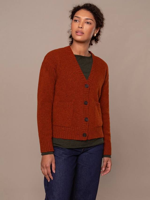

Бокси кардиган из чистой шерсти с V-образным вырезом Celtic & Co., Rust