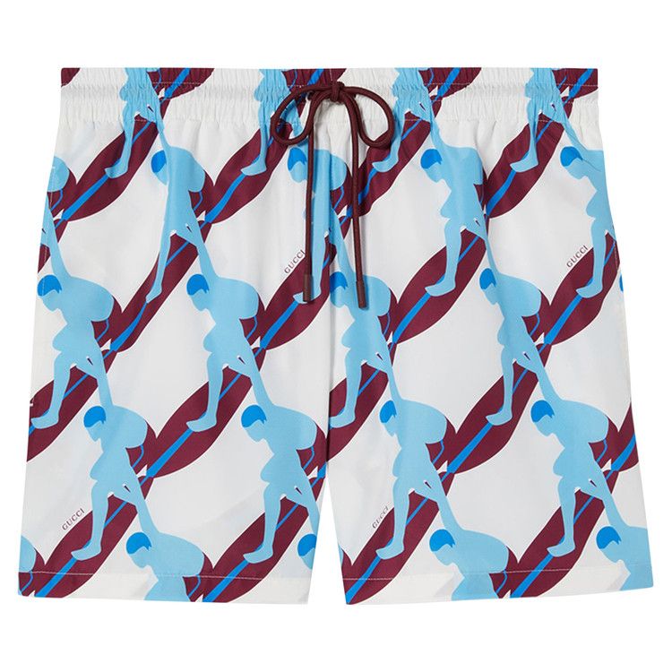 

Шорты для плавания Gucci Technical Poplin Swim Short, White/Sky