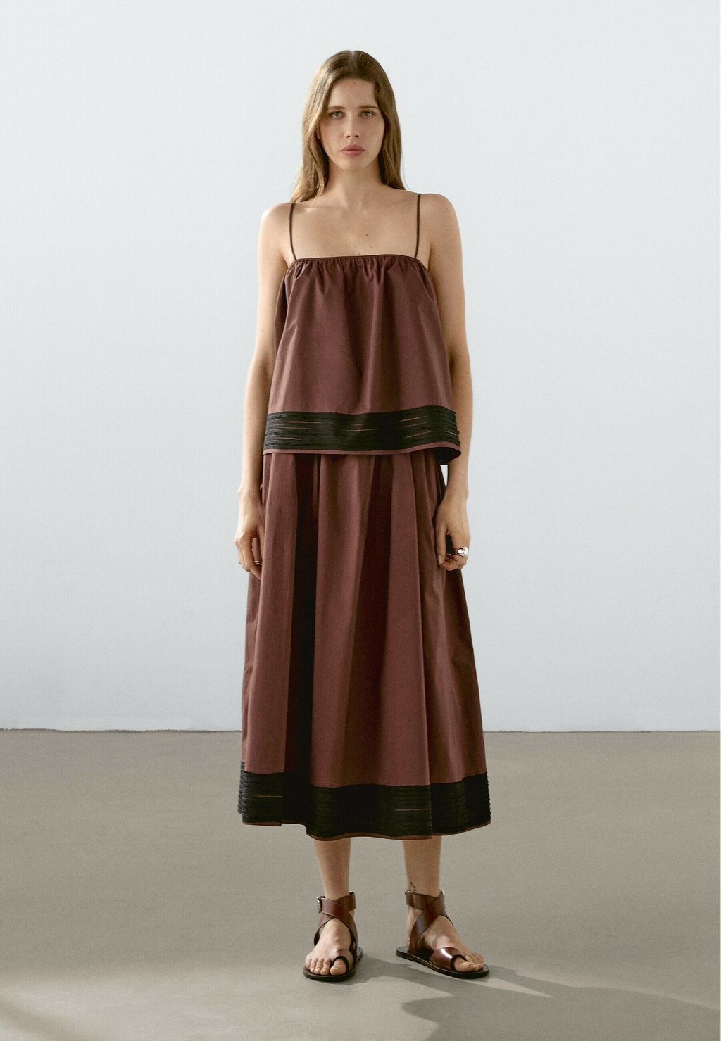 

Юбка А-силуэта Massimo Dutti, цвет Mottled Dark Brown