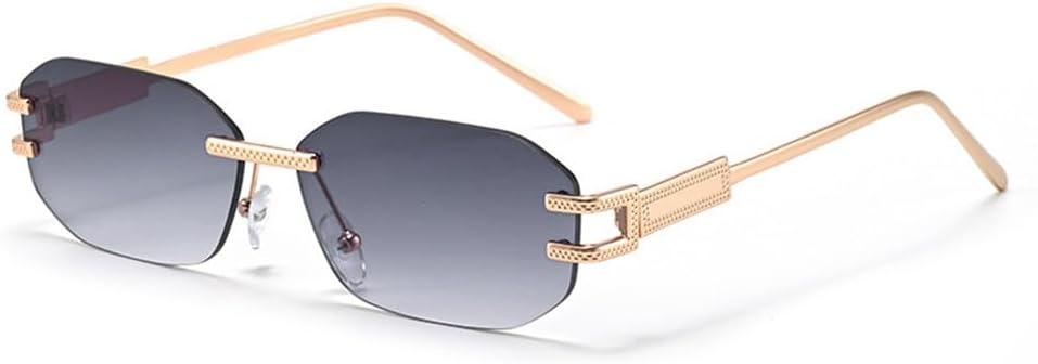 

Солнцезащитные очки UV400 с металлическим безободковым оправом в стиле панк с градиентной расцветкой, подходят для женщин и мужчин, для бега и занятий спортом на открытом воздухе UYPTK, Gold-gray