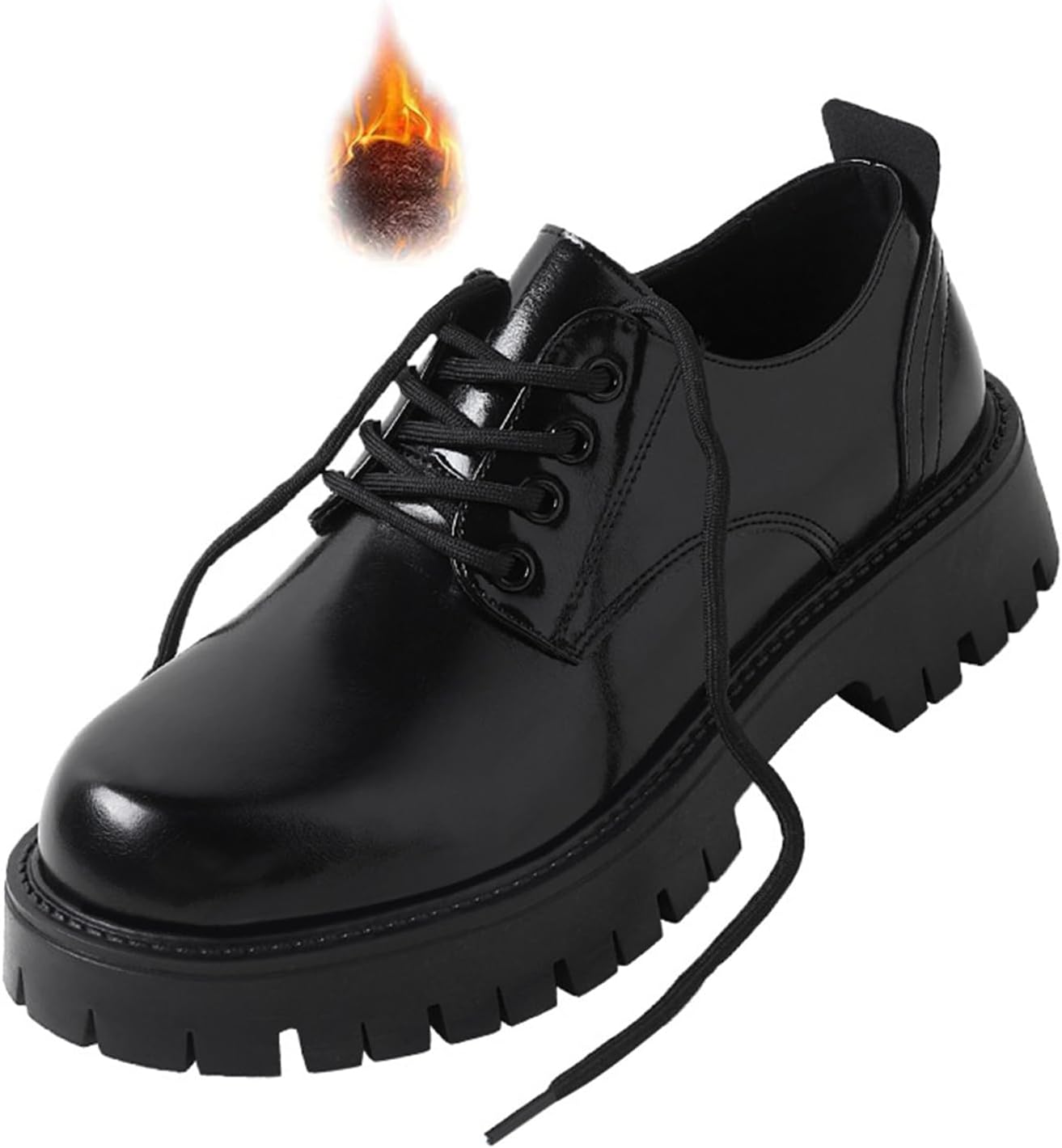 

Мужские кожаные туфли-оксфорды на платформе с массивным каблуком, классическим округлым носком, шнуровкой, рифленой подошвой, мягкой стелькой, для работы и деловых мероприятий, противоскользящие, с эффектом увеличения роста, дерби Qooel, черный