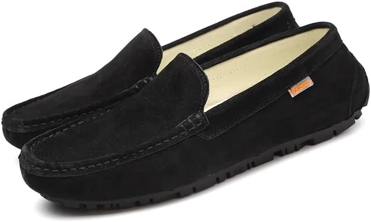 Лоферы замшевые Mens Loafers Shoe Round Toe Suede Vamp Driving Loafers Flexible Slip Resistant Anti-Slip Casual Slip-ons, черный PUGHGAETZF — фото 4