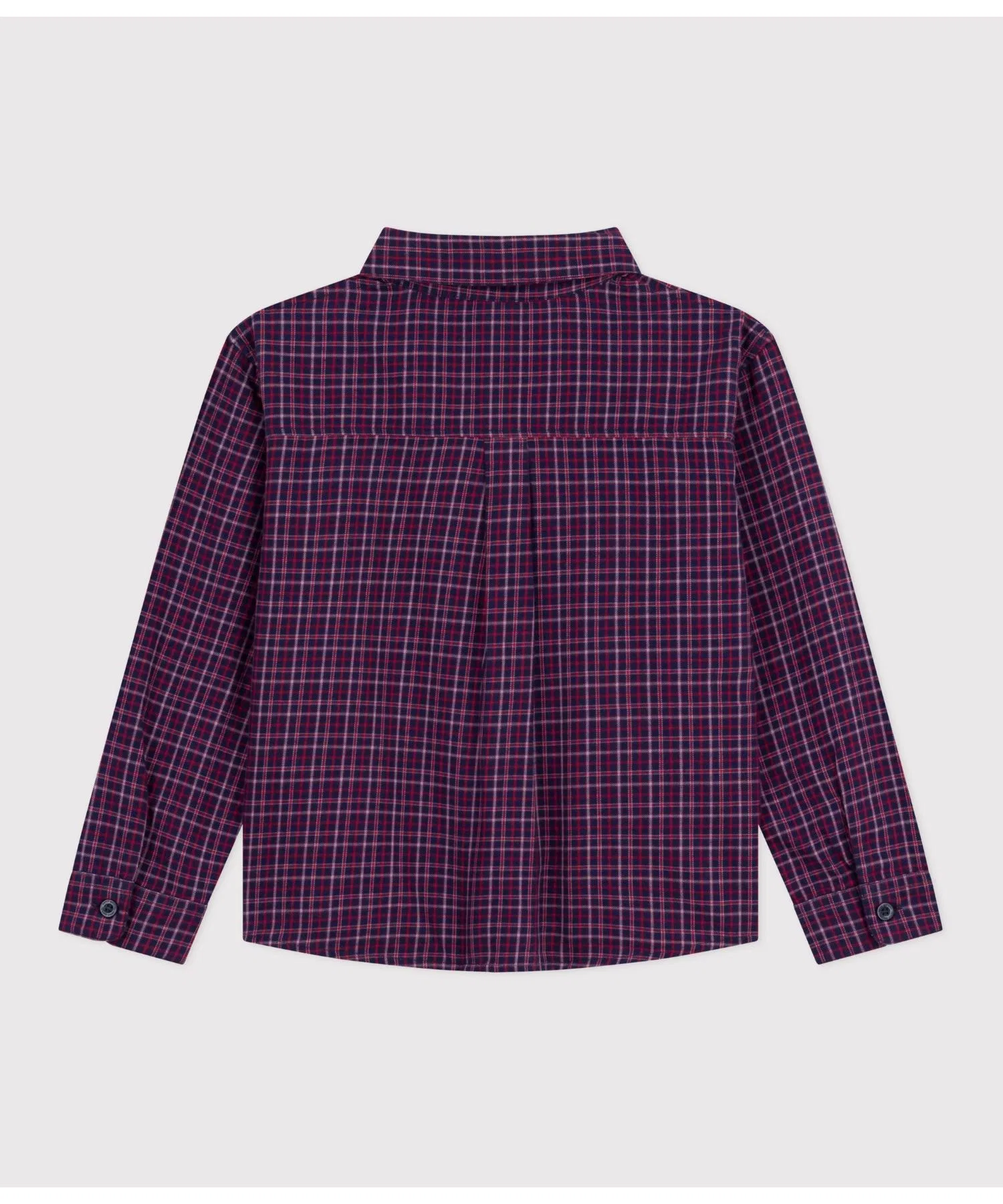 Детская клетчатая рубашка Petit Bateau тёмно-синего цвета — фото 2