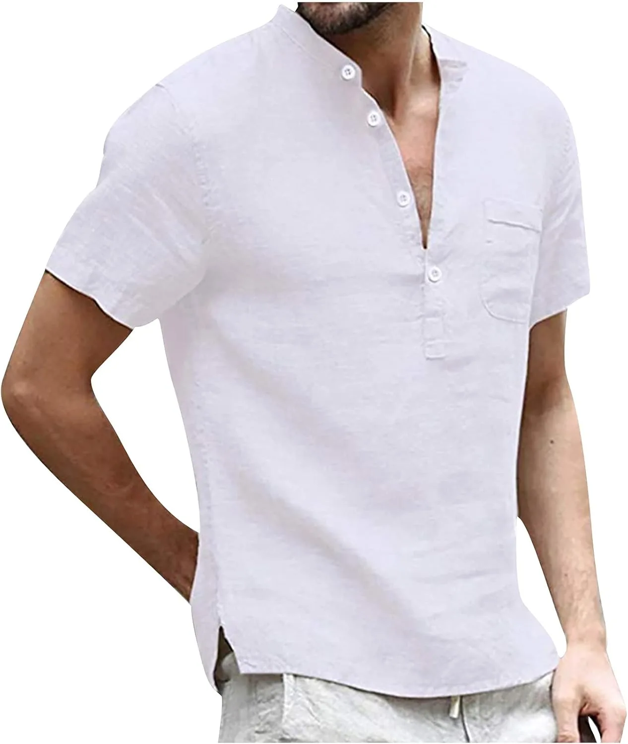

Футболка Akklian мужская Henley из хлопка и льна с коротким рукавом