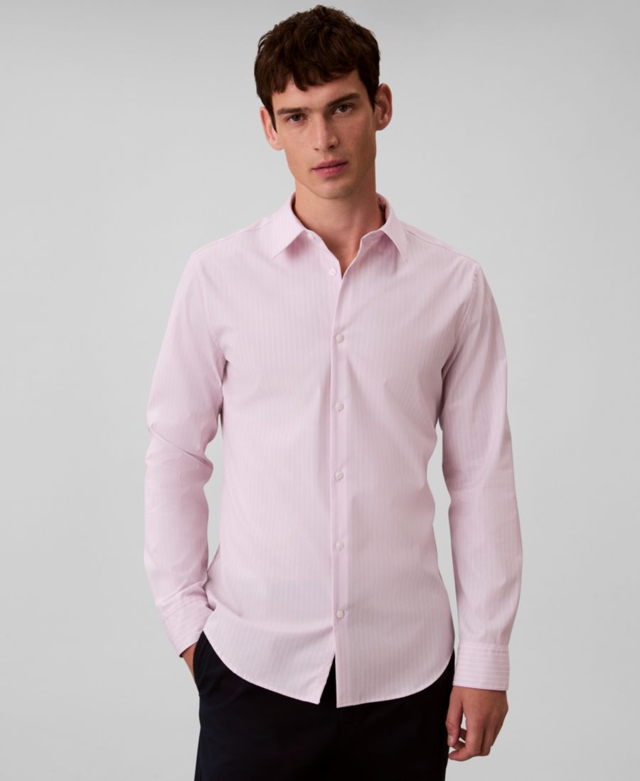 

Мужская облегающая рубашка в полоску из эластичной ткани на пуговицах Calvin Klein, Spring Lilac
