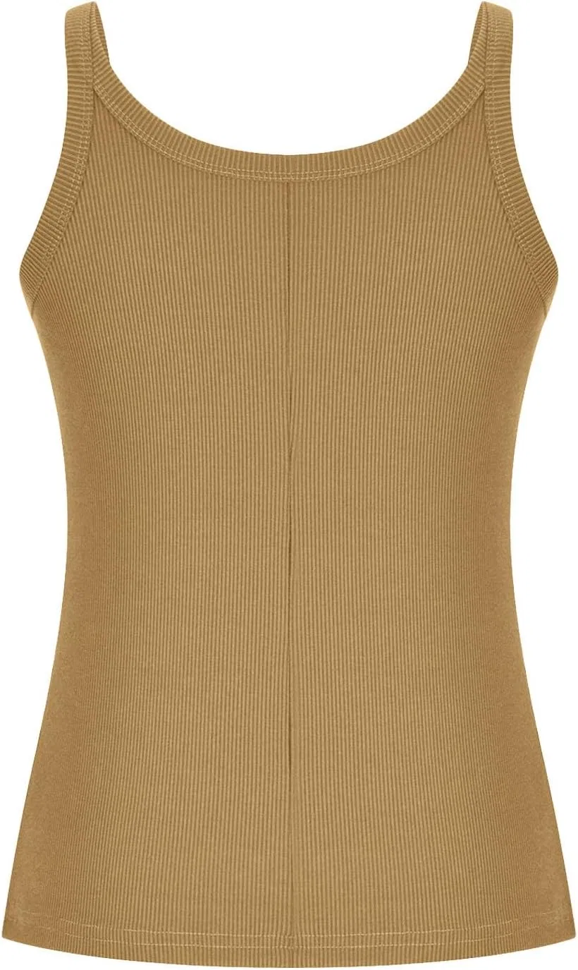 Топ-майка женская, облегающая, ребристая, A02_khaki — фото 3