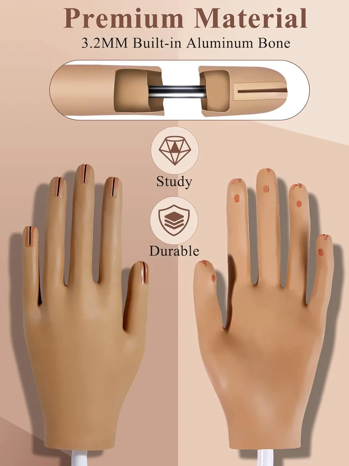 Силиконовая рука для практики нейл-дизайна Yokilly с 200 типсами Yokilly, New Silicone Hand — фото 4