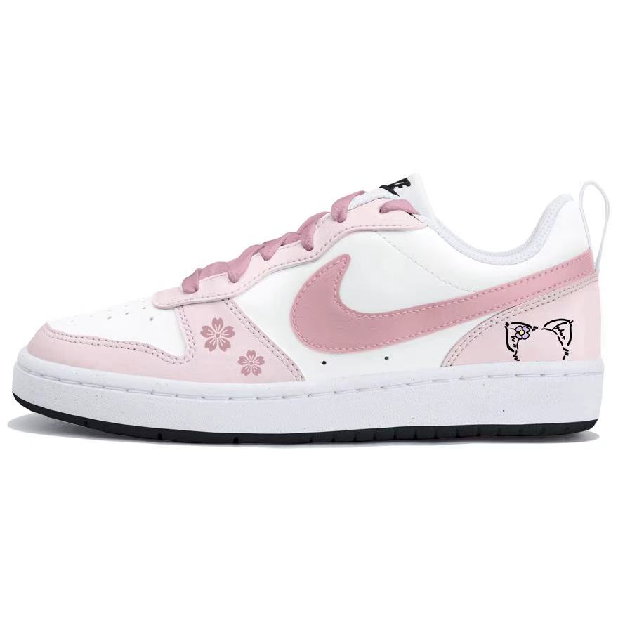 

Court Borough Cherry Blossom Cat Print Low top Skateboard Shoes Kids' Nike, белый/розовый
