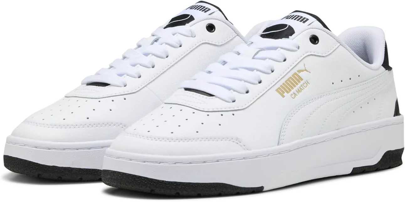 Мужские кроссовки PUMA Ca Match Premium с шнуровкой для повседневной носки - белые, белый/черный — фото 4
