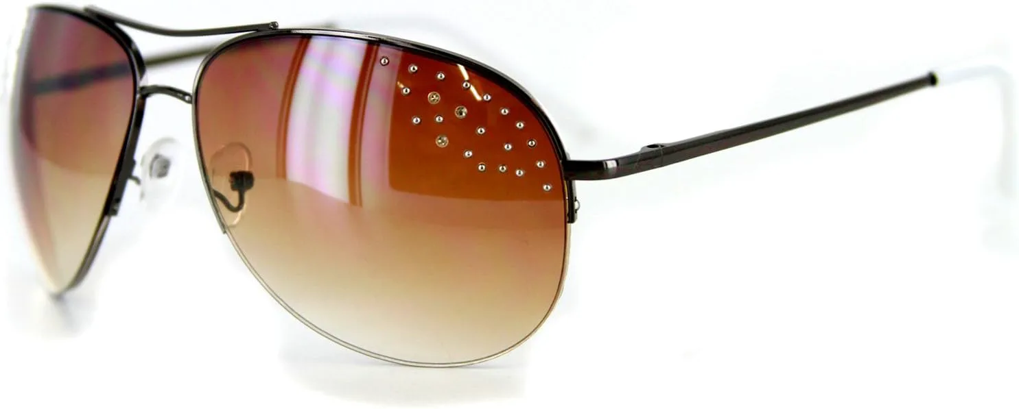 

Дизайнерские женские солнцезащитные очки Starlet в оправе «авиатор» с австрийскими кристаллами (белые с янтарными вставками) Aloha Eyewear Group, White W/ Amber