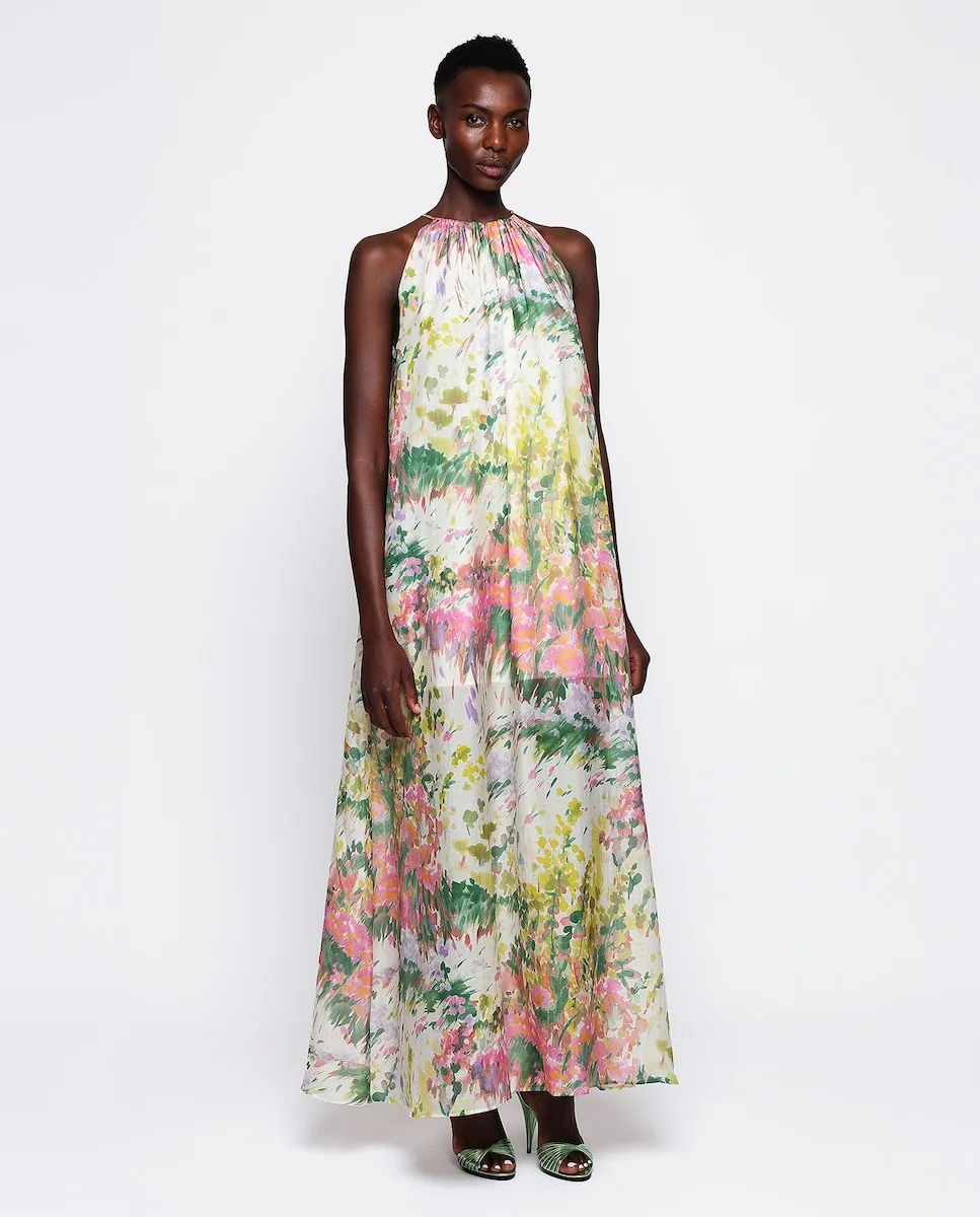 

Платье из хлопчатобумажной шелковой вуали с принтом Mirto, мультиколор