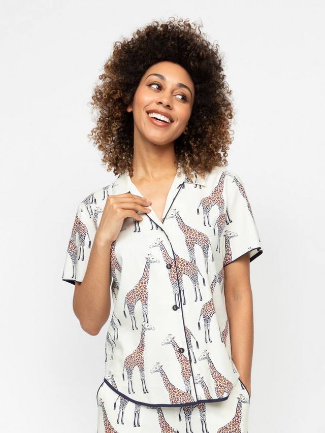 

Топ для пижамы с принтом Georgina Cyberjammies, Cream