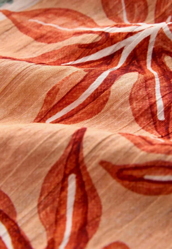 Блузка прямого кроя с коротким рукавом и свободным силуэтом Next, Orange Palm Print — фото 2