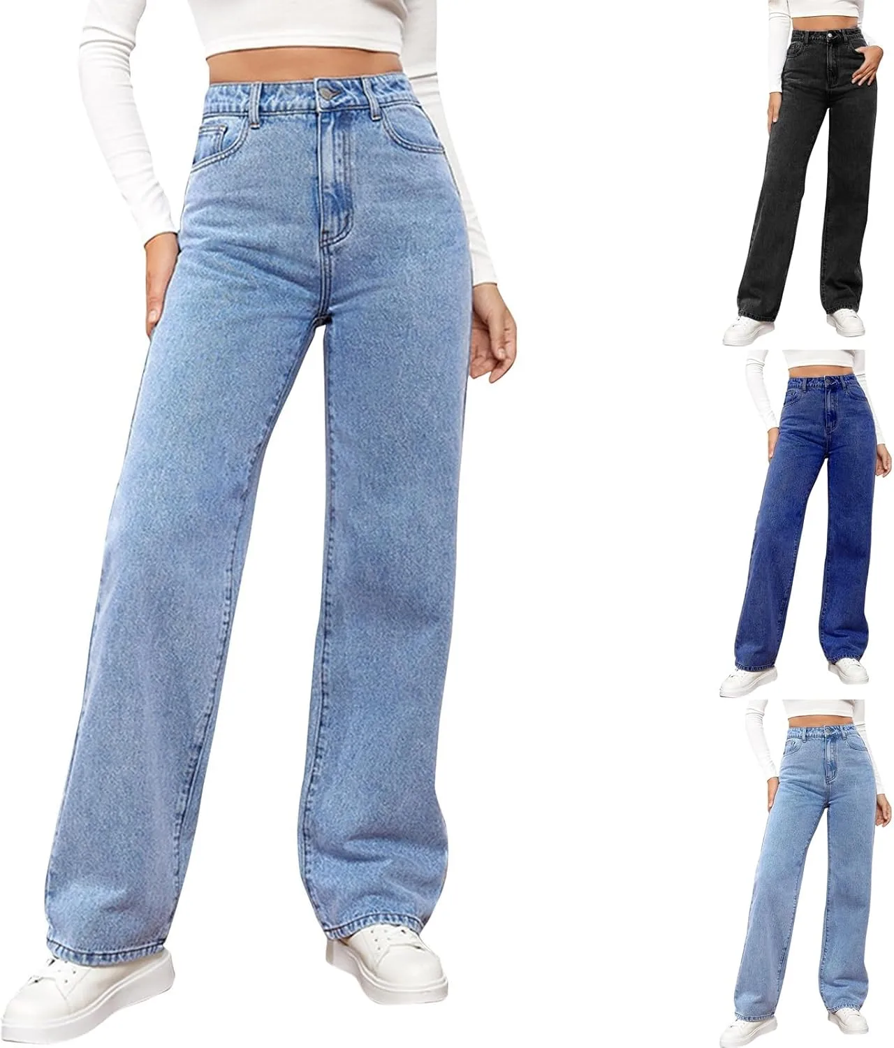 

Gumipy прямые джинсы для женщин, высокие boyfriend с эффектом контроля живота