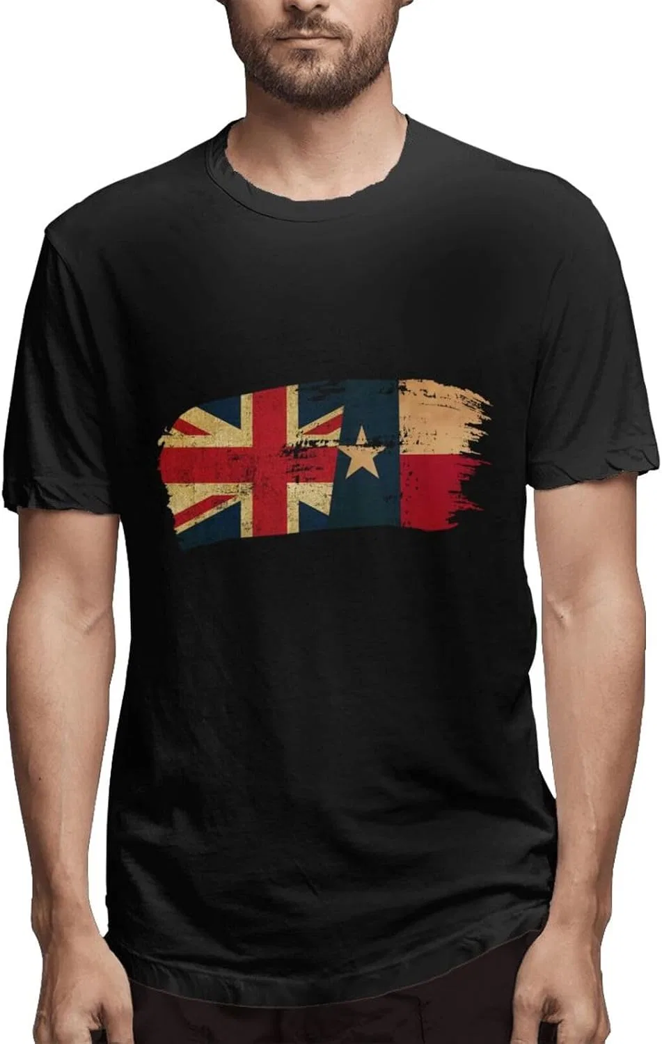 Мужская футболка с принтом Texas America Flag Generic, Black