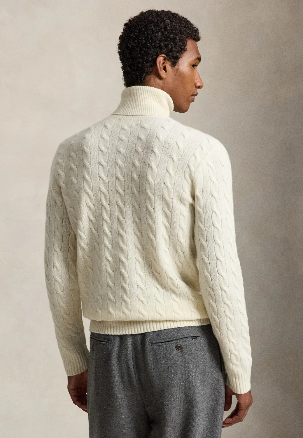 Свитер-Водолазка из шерсти и кашемира с косами Polo Ralph Lauren, Andover Cream — фото 3