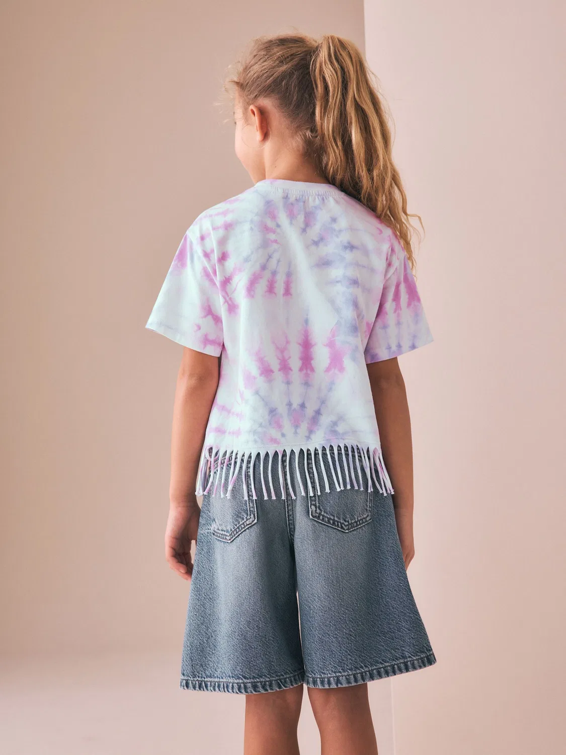 Футболка с бахромой, Pink Tie-Dye Next, розовый — фото 3