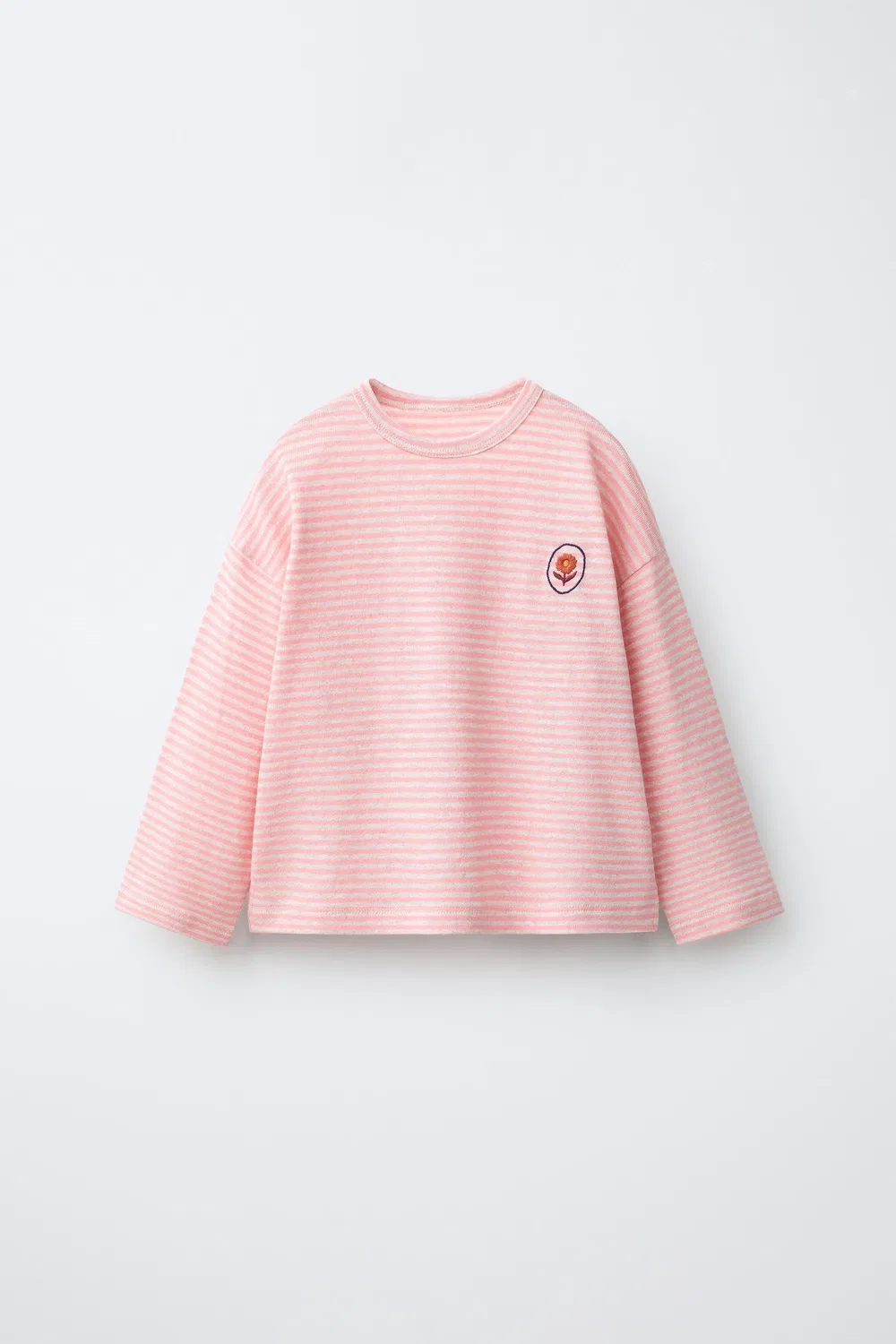 Футболка с вышитыми ткаными полосами ZARA, Pink