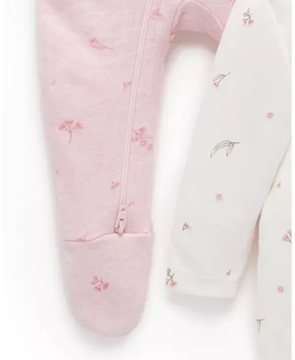 Детский комбинезон на молнии 2-в-1 с длинным рукавом Purebaby, Pale Pink Blossom Pack — фото 3