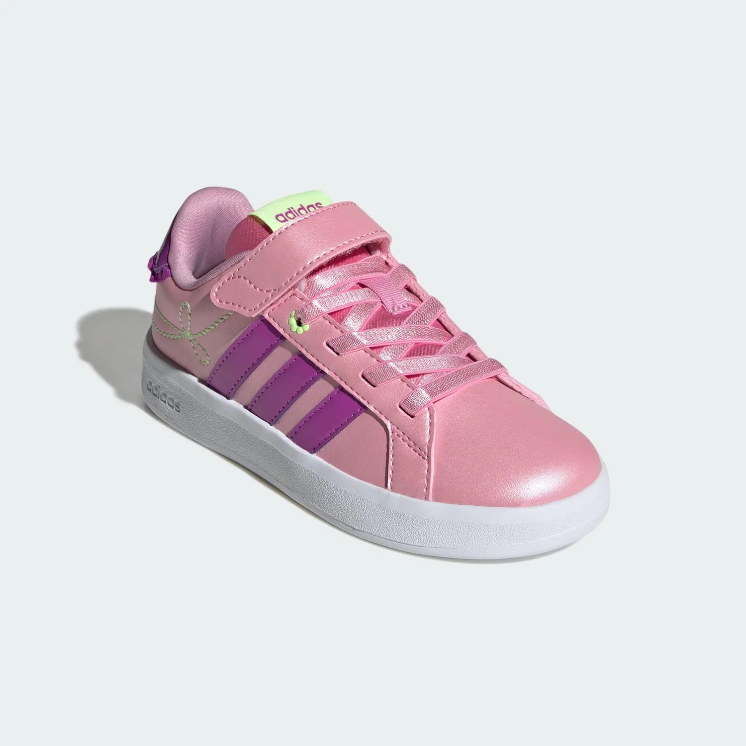 Детские кроссовки с бантом Adidas Grand Court 3.0, Rosa Violett Gelb — фото 4