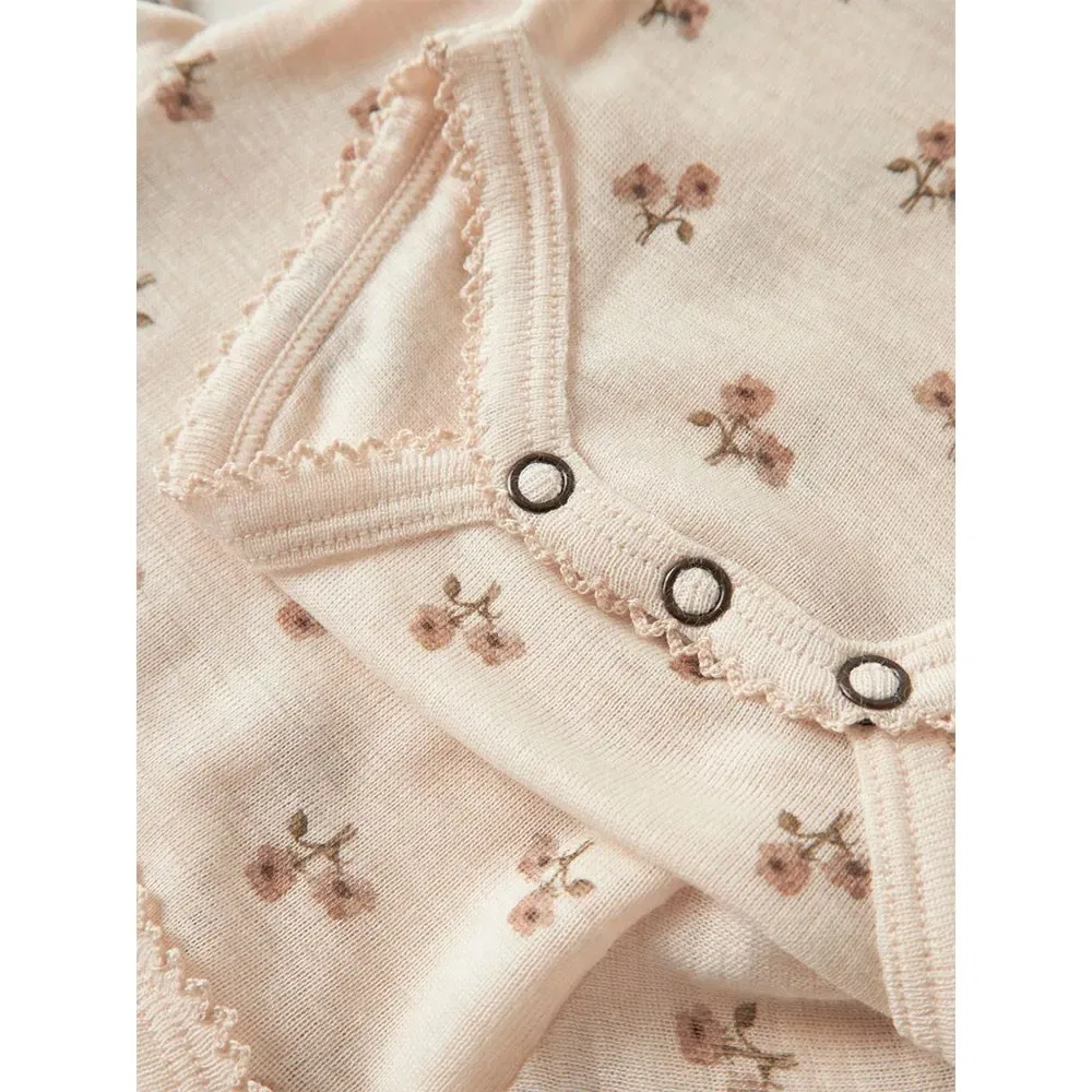 Детское боди для девочек с длинным рукавом Name it Nalu Slim Lil'Atelier, Beige — фото 3
