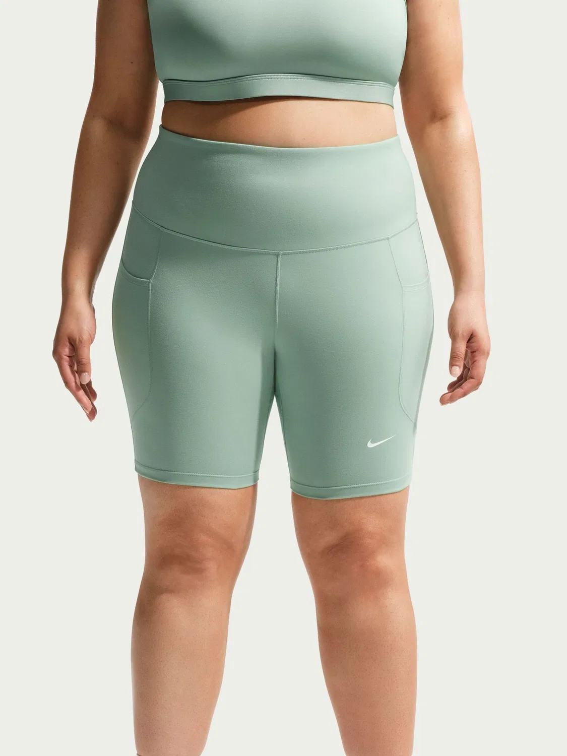 Шорты велосипедки Nike One с карманами, высокие Nike, Steam Green — фото 2