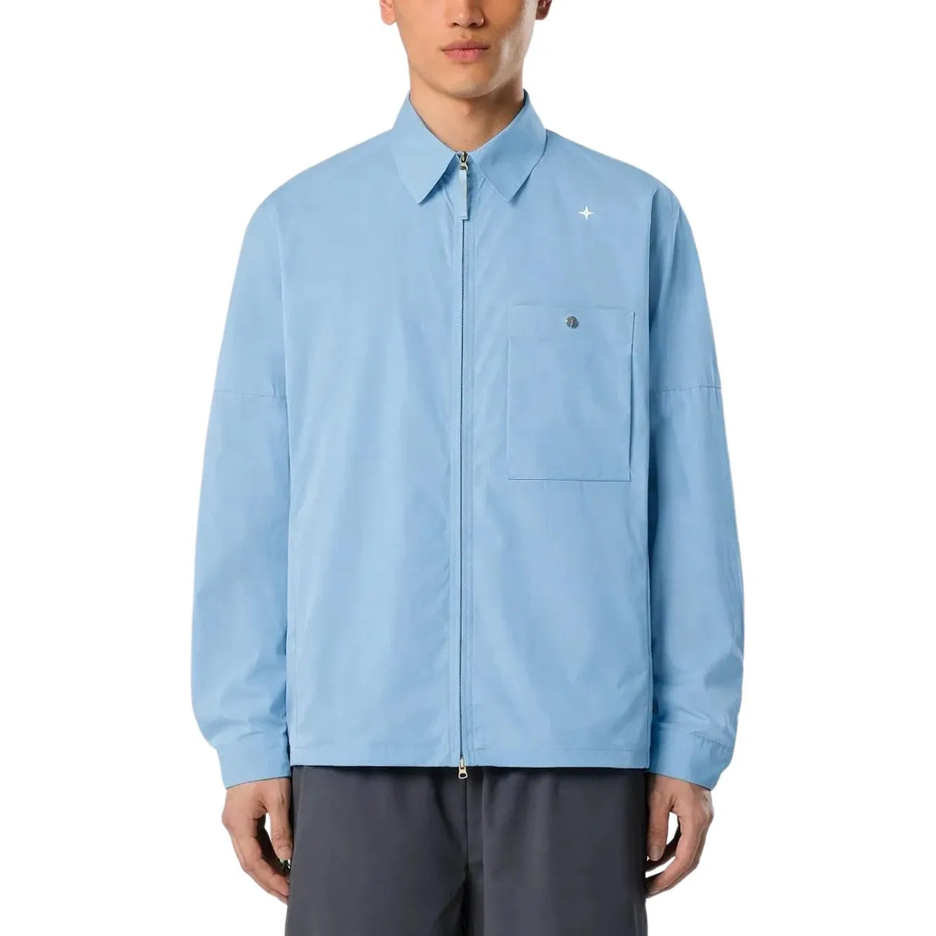 Мужская рубашка с застежкой-молнией Stone Island, Sky Blue — фото 4