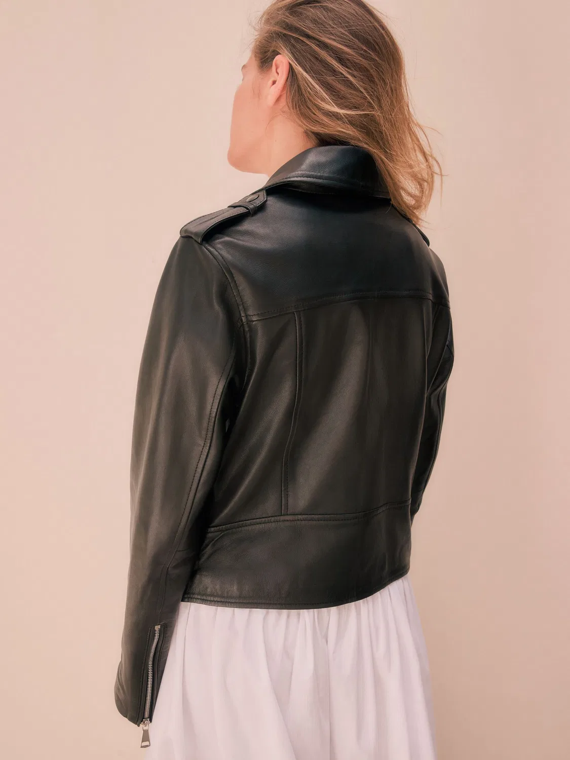 Куртка кожаная N. Premium Real Leather Biker Jacket Next, черный — фото 3