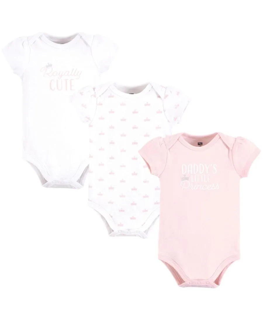 Комплект из 3 мягких хлопковых боди на каждый день Hudson Baby, Daddys Princess Crown