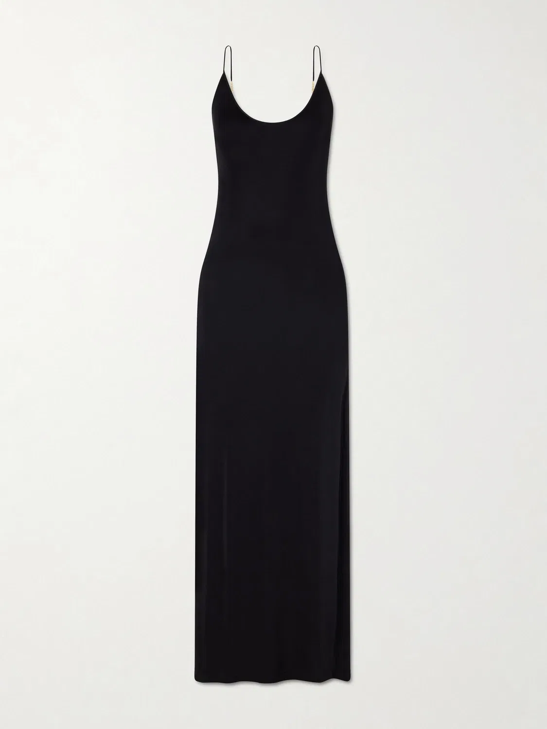 Макси-платье из джерси с отделкой SAINT LAURENT, черный