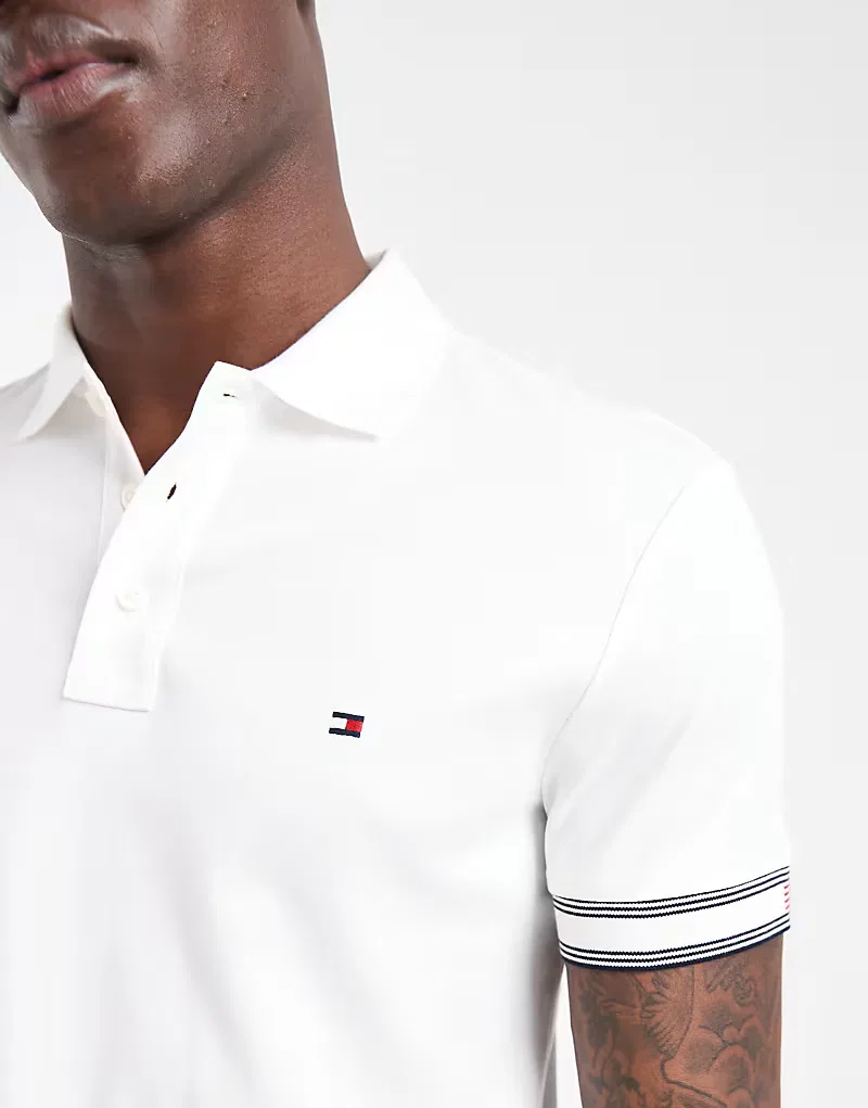 Поло regular fit с манжетами Tommy Hilfiger, белый — фото 4