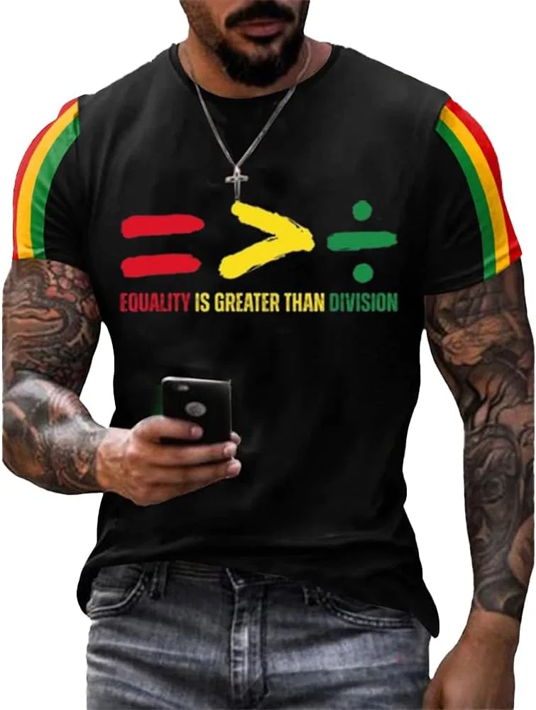 Футболка с принтом Equality Is Greater Than Division Juneteenth, Black