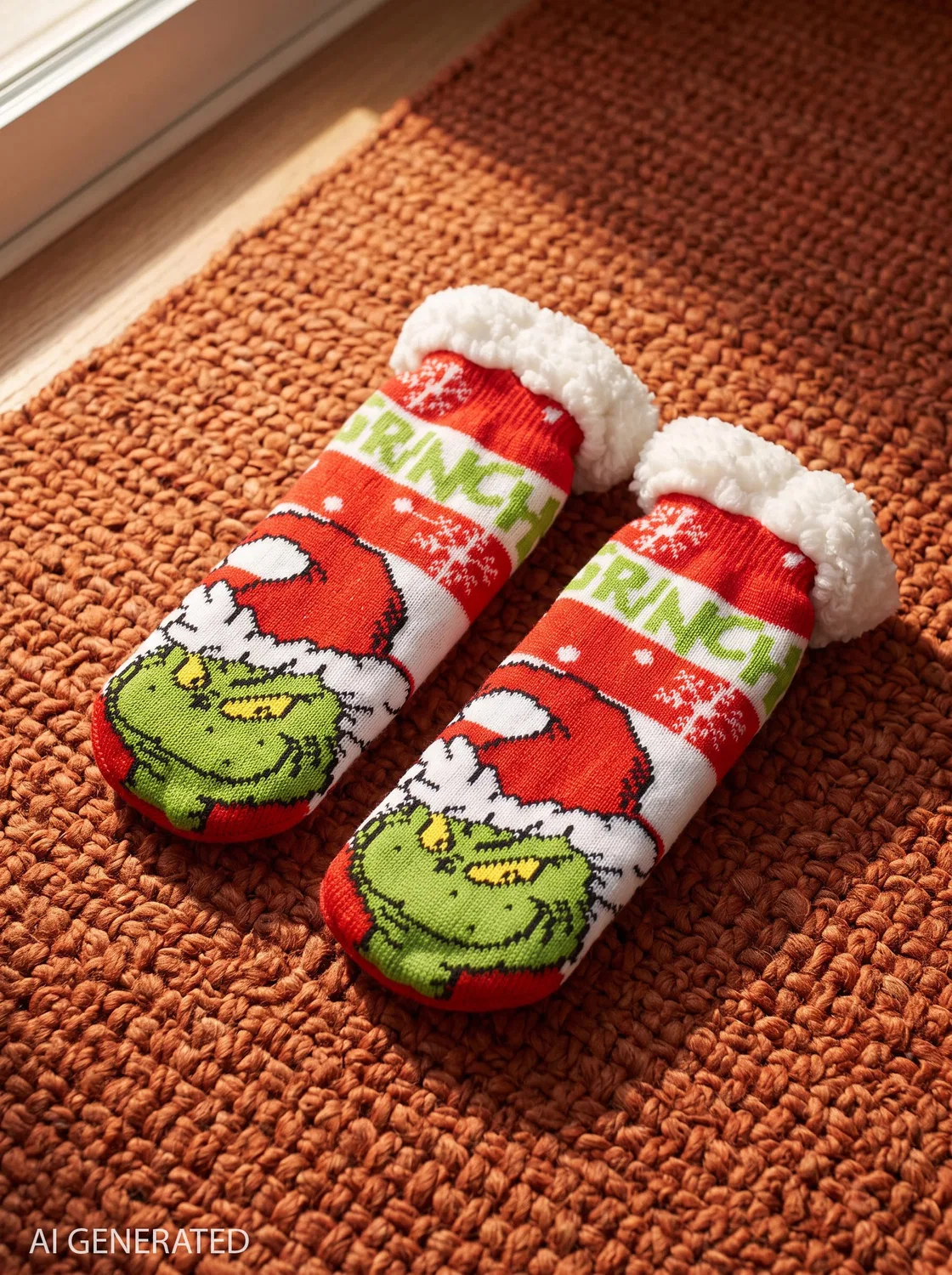 Носки домашние с принтом The Grinch, белый — фото 3
