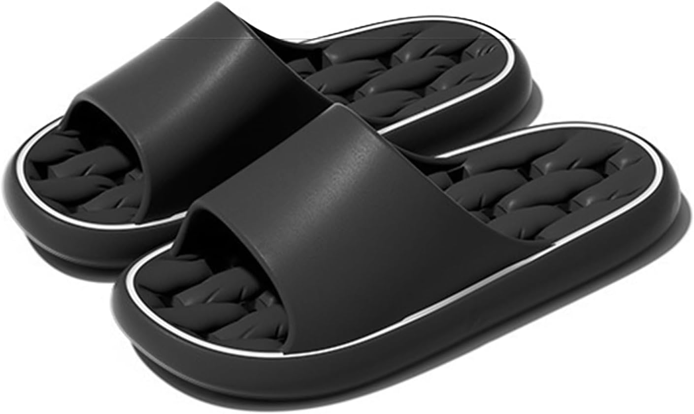 

Шлепанцы Geerta 2024 Cloud Slides для женщин и мужчин, домашние тапочки с подушкой и дренажными отверстиями, мягкие, для дома, ванной, бассейна, максимальный комфорт, легкие, с толстой подошвой, нескользящие, легко чистятся, черный