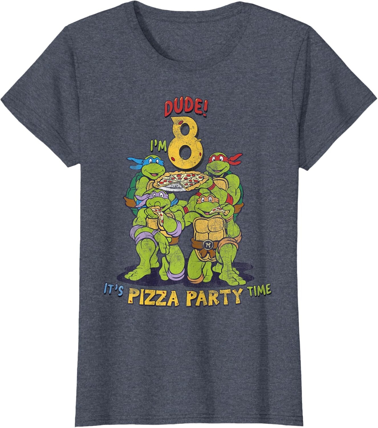 

Женская футболка Teenage Mutant Ninja Turtles I'm 8 Dude Pizza Birthday Party, синий вереск