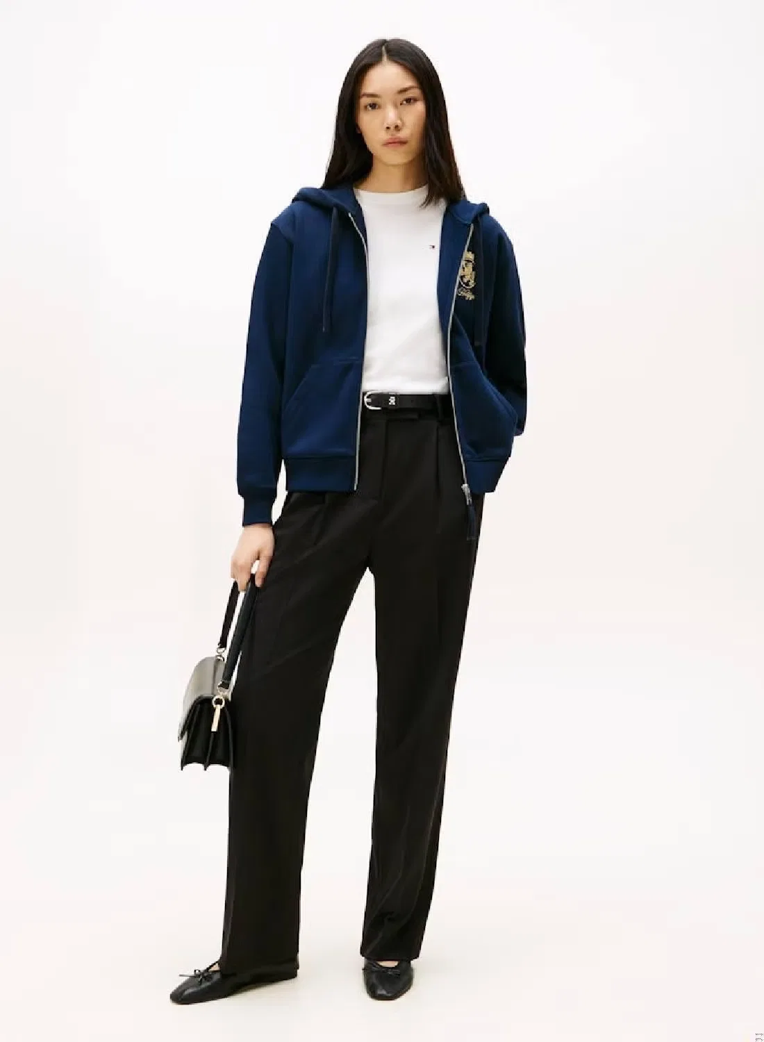 Худи на молнии с вышивкой Crest Tommy Hilfiger, темно-синий — фото 3