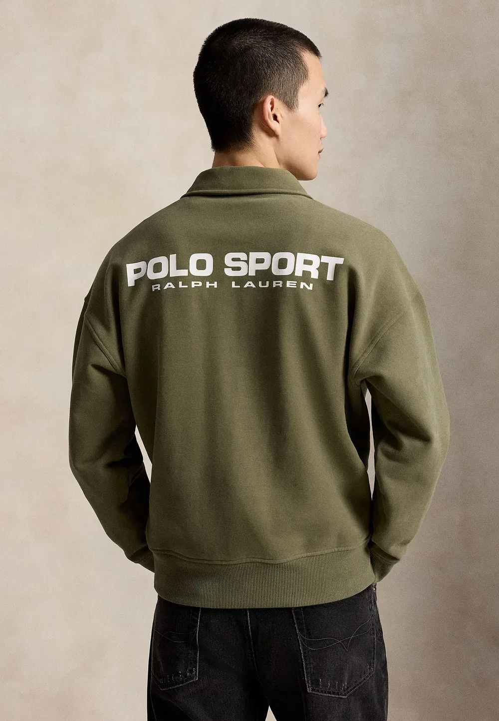 Свободная спортивная толстовка-поло унисекс - толстовка Polo Ralph Lauren, Cruise Olive